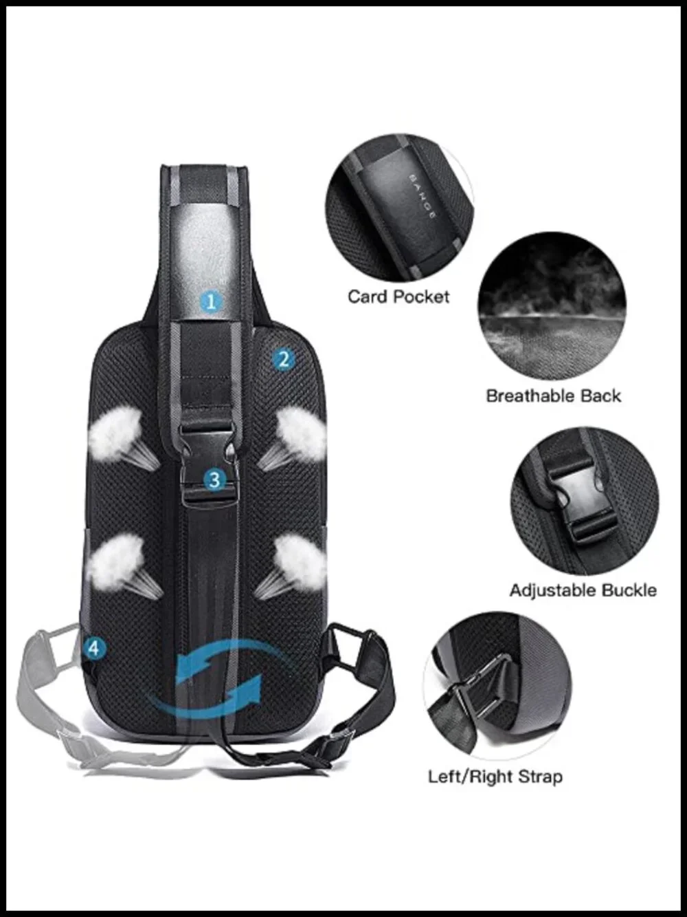 Waterproof Sling Backpack Crossbody Bag for Men Tablet Travel Shoulder Bag